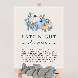 Póster Rótulo de calabaza Baby Shower de pañales nocturno