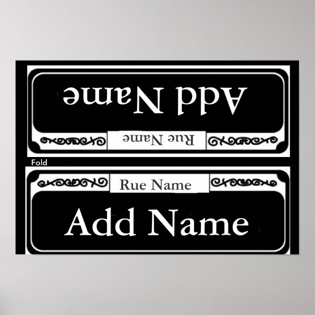 Póster Rótulo de calle en blanco, plantilla de corte (Frente)