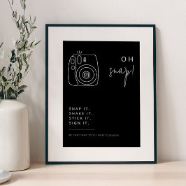 Póster Rótulo de cámara Boda blanco y negro editable