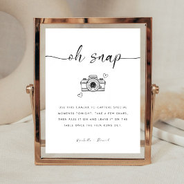Póster Rótulo de cámara desechable Boda moderno minimalis