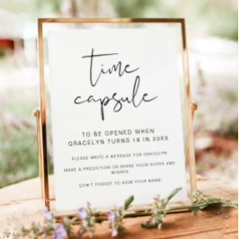 Póster Rótulo de cápsulas de tiempo de Baby Shower Minima