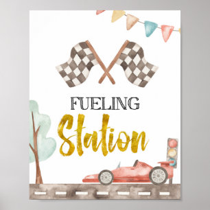 Póster Rótulo de Carreras de la estación de combustible