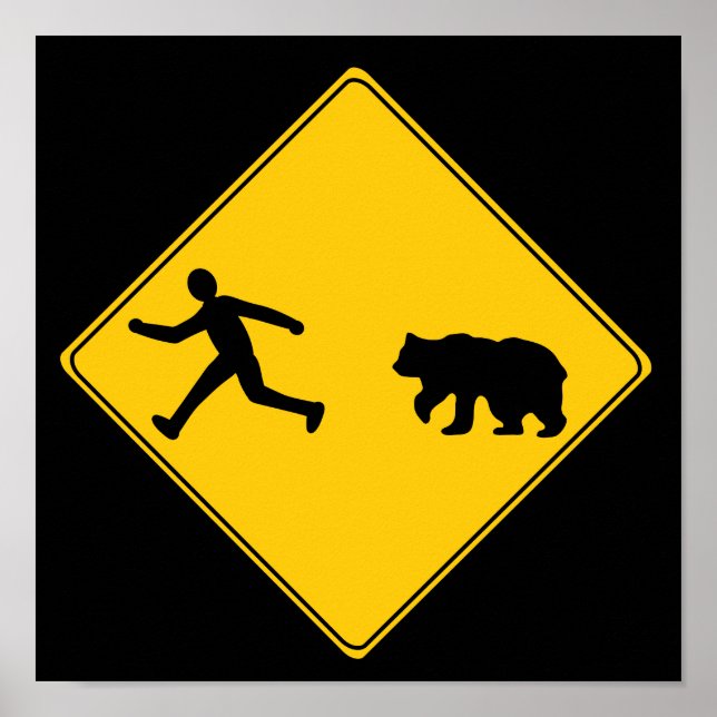 Póster Rótulo de carretera - Oso (Frente)