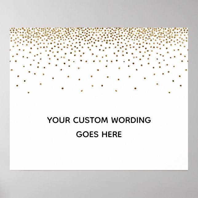 Póster Rótulo de casamiento personalizado Gold Confetti (Frente)