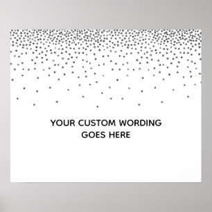 Póster Rótulo de casamiento personalizado Silver Confetti