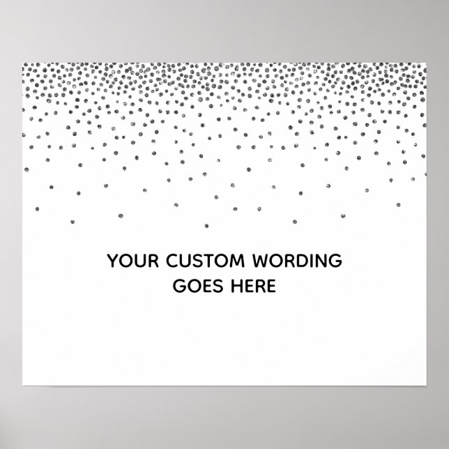 Póster Rótulo de casamiento personalizado Silver Confetti (Frente)