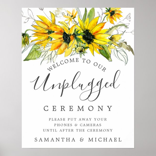 Póster Rótulo de ceremonia de Boda de girasol ruso desenc (Frente)