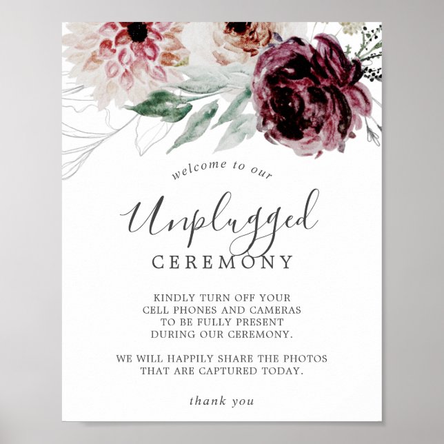 Póster Rótulo de Ceremonia Floral Romance Unplugged (Frente)