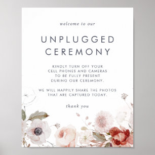 Póster Rótulo de Ceremonia Floral Simple Sin Conexión