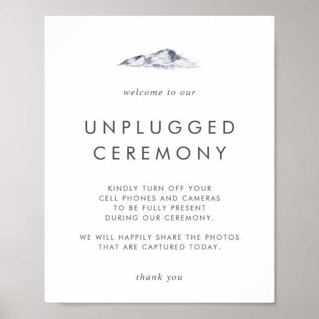 Póster Rótulo de Ceremonia Montaña Simple Sin Conexión (Frente)