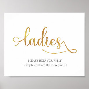 Póster Rótulo de cesta de baño de las Damas de Oro Boda