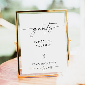 Póster Rótulo de cesta de baño Gents Boda, Rótulo de baño