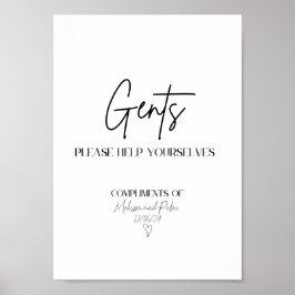 Póster Rótulo de cesta de baño moderno de Boda masculino