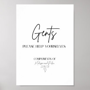 Póster Rótulo de cesta de baño moderno de Boda masculino