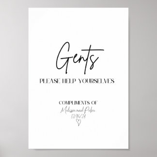 Póster Rótulo de cesta de baño moderno de Boda masculino