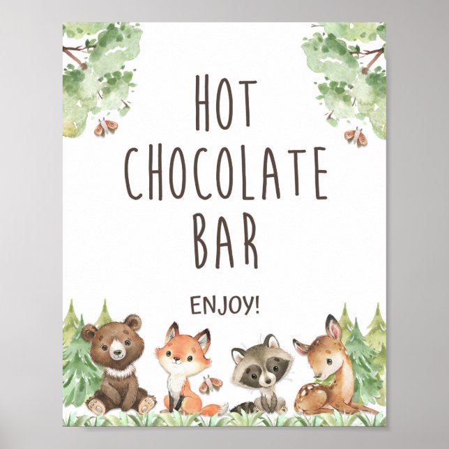 Póster Rótulo de chocolate caliente Bodega Animales de Wo (Frente)