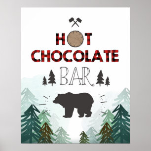 Póster Rótulo de chocolate caliente de un bosque silvestr