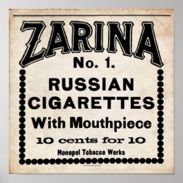 Póster Rótulo de cigarrillos ruso Zarina