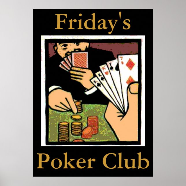 Póster Rótulo de Club de Póquer, editar texto (Frente)