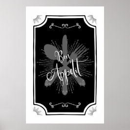 Póster Rótulo de cocina antigua - Bon Appetit