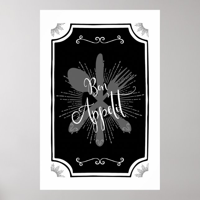 Póster Rótulo de cocina antigua - Bon Appetit (Frente)