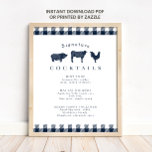 Póster Rótulo de cóctel de Boda Rustic Blue Plaid Signatu<br><div class="desc">Rótulo de cóctel de Boda Rustic Blue Plaid Signature</div>