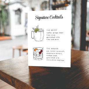 Póster Rótulo de cócteles con dibujos a mano de cosecha v
