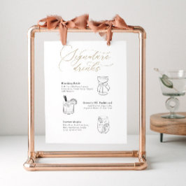 Póster Rótulo de cócteles con Ilustraciones de bebidas