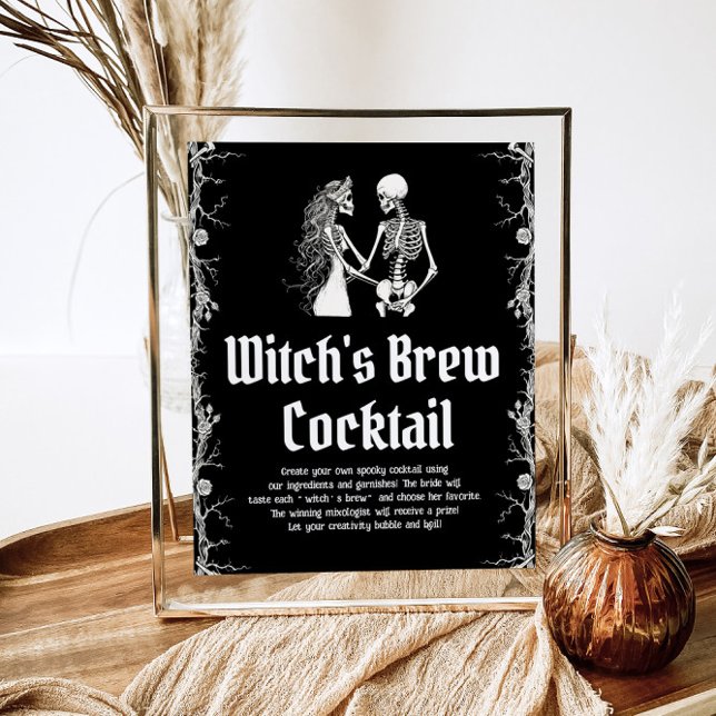 Póster Rótulo de cócteles de la bruja de Halloween Skelet (Subido por el creador)