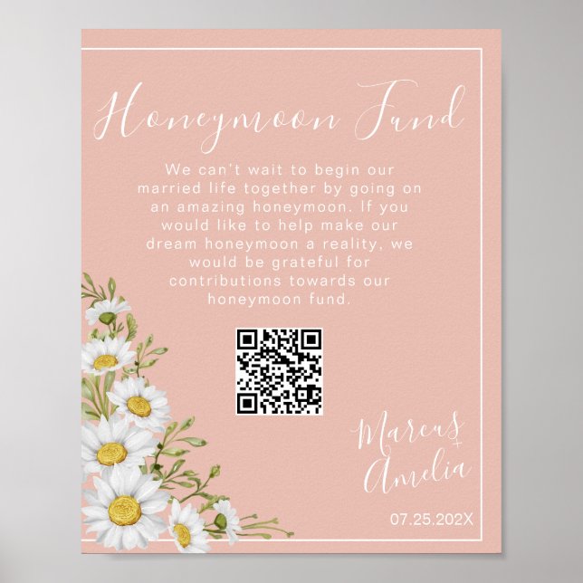 Póster Rótulo de código QR de Daisies Honeymoon Fund (Frente)