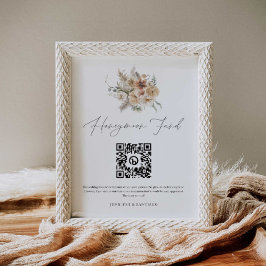 Póster Rótulo de código QR del Boho Boda de luna de miel