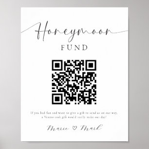 Póster Rótulo de código QR del Fondo de luna de miel