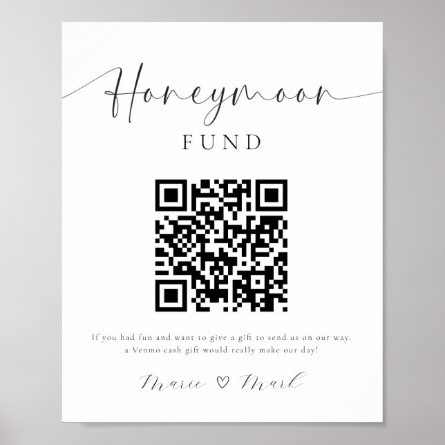 Póster Rótulo de código QR del Fondo de luna de miel (Frente)