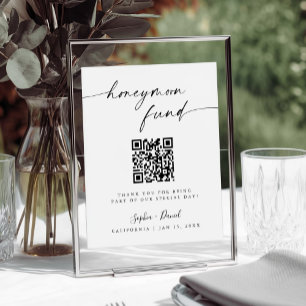 Póster Rótulo de código QR del Fondo de luna de miel Boda