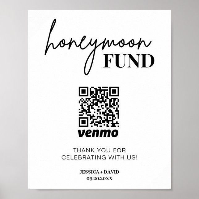 Póster Rótulo de código QR del Fondo de luna de miel mode (Frente)