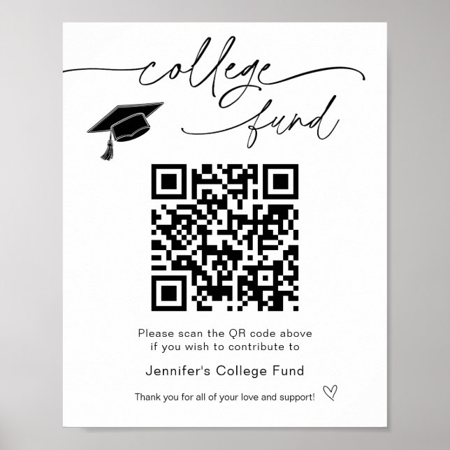 Póster Rótulo de código QR del fondo universitario (Frente)