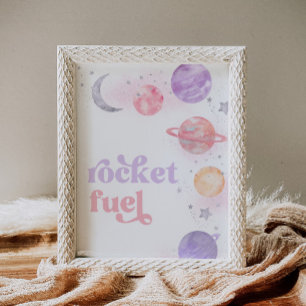 Póster Rótulo de combustible para cohetes de chica