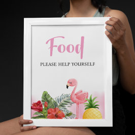 Póster Rótulo de comida rosa Flamingo tropical