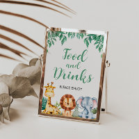 Rótulo de comida y bebida de animales salvajes ONE