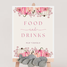 Póster Rótulo de comida y bebida de Baby Shower de calaba