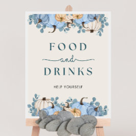 Póster Rótulo de comida y bebida de Baby Shower de calaba