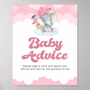 Póster Rótulo de consejo Chica elefante rosa Poster Baby