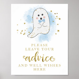 Póster Rótulo de consejos Baby Shower de Halloween Ghost 