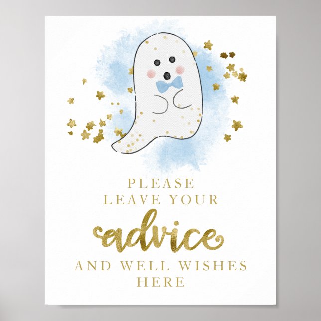 Póster Rótulo de consejos Baby Shower de Halloween Ghost  (Frente)