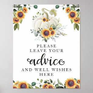 Póster Rótulo de consejos de Baby Shower de la Calabaza d