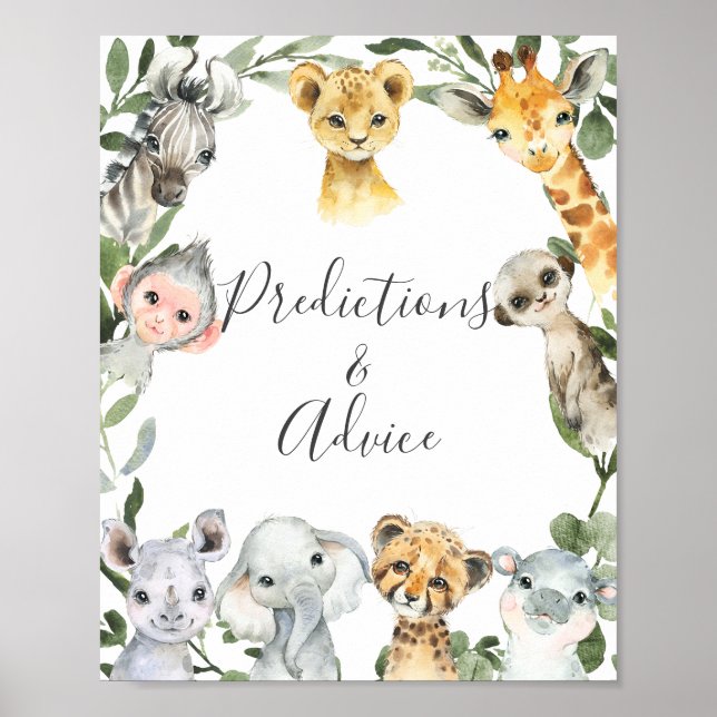 Póster Rótulo de consejos y predicciones de Baby Shower d (Frente)
