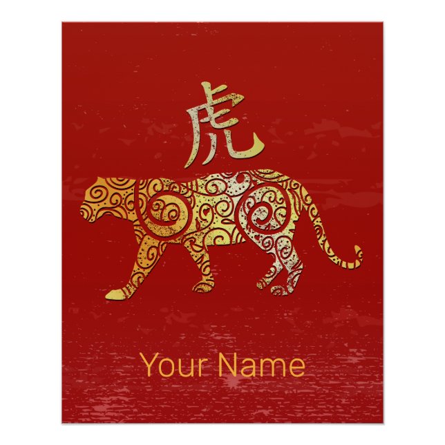 Póster Rótulo de Constelación del Horóscopo Zodiaco Chino (Anverso)