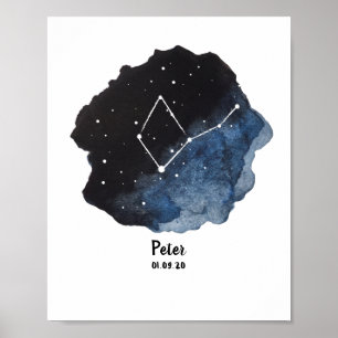 Póster Rótulo de Constelación Virgo Zodiac