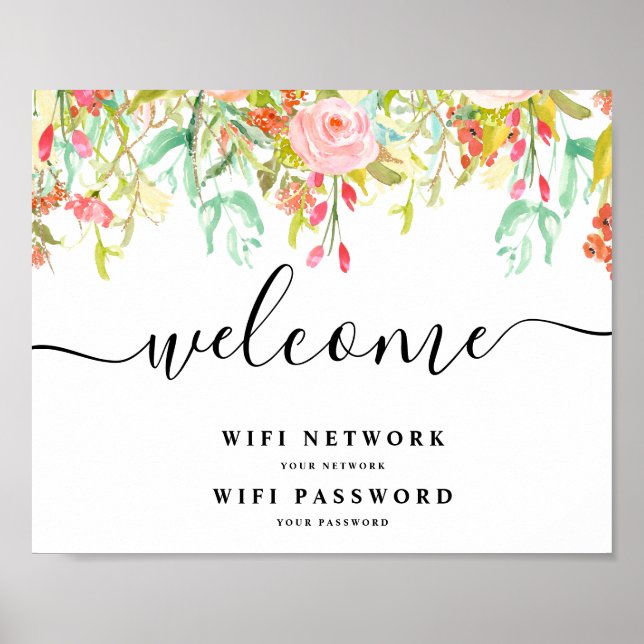 Póster Rótulo de contraseña Wi-Fi, Poster Wifi (Frente)