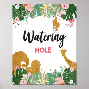 Póster Rótulo de cumpleaños Chica de animales azafíes de 